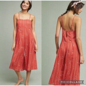 Anthropologie POSTMARK Virginia Swimmer Print Wide Leg Cropped Jumpsuit 
S